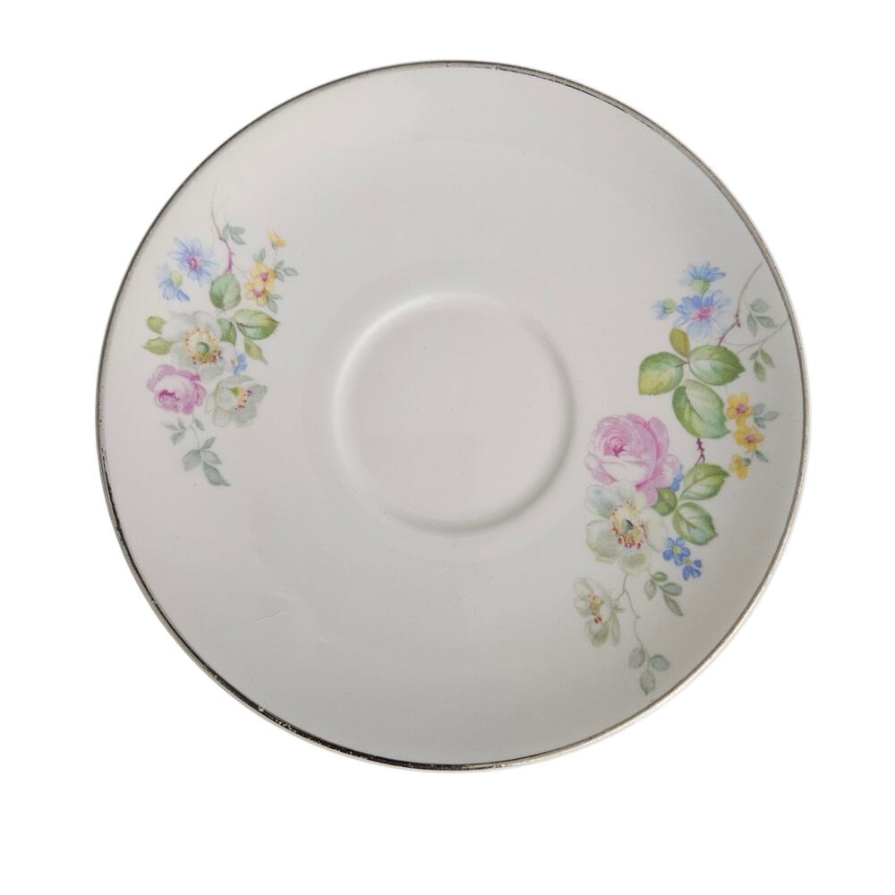 Vintage Pope Gosser Elda Floral China Saucers Set of 4 Made in USA